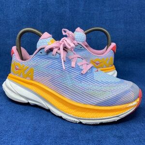 Hoka Clifton 9 Youth Running School Sneakers Pink Purple Blue Size 4.5MD